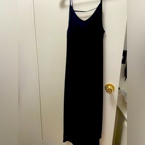 LUSH small black slip dress double layered high low $44